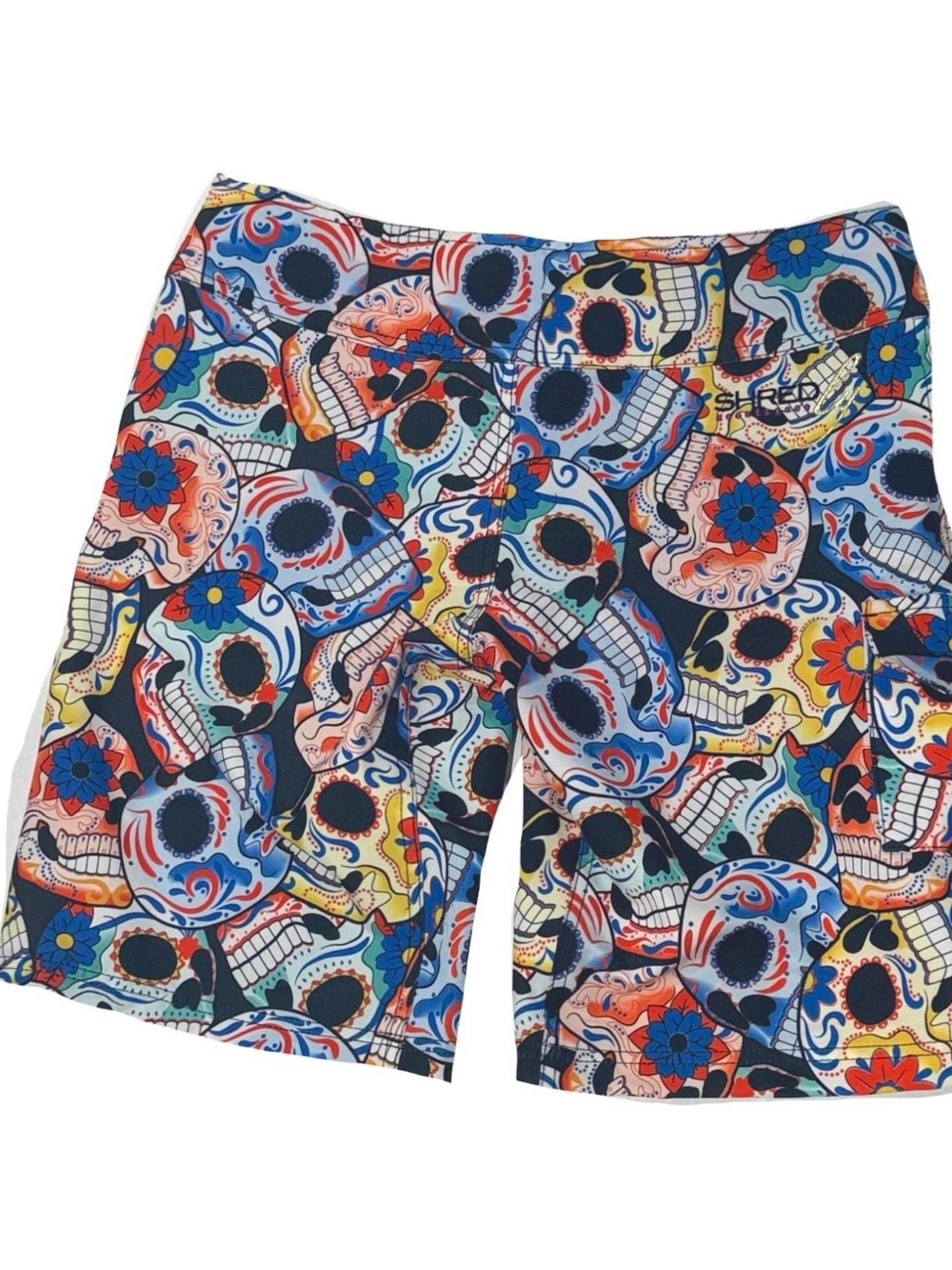 Women's Shredley Multicolor Sugar Skull Bike Shorts size 10 nwot